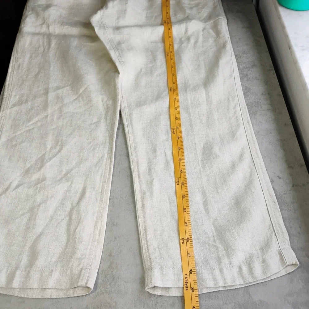 Caribbean Mens Linen‎ Coastal Pants Beige 38x30 Beachy Wedding Vacation